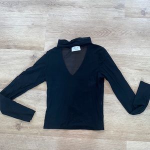 All black Mesh Turtle Neck Top